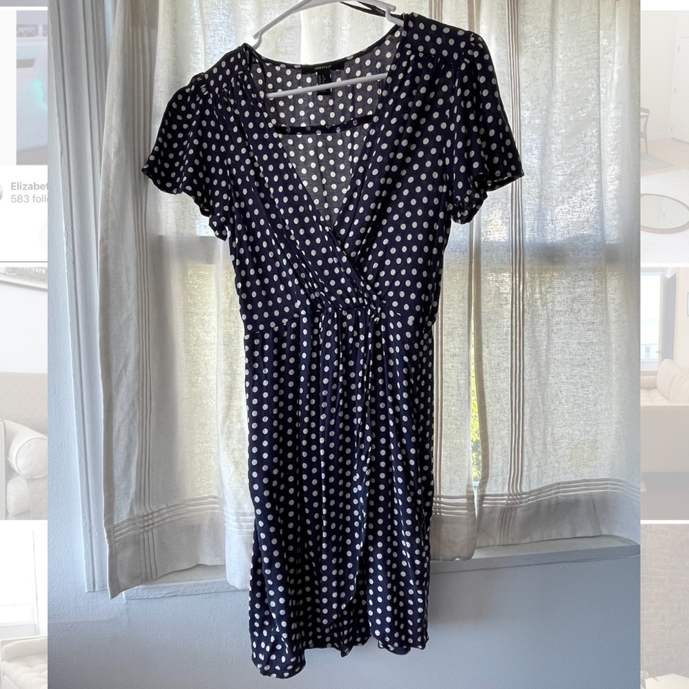 Forever 21 Navy Blue Polkadot Dress